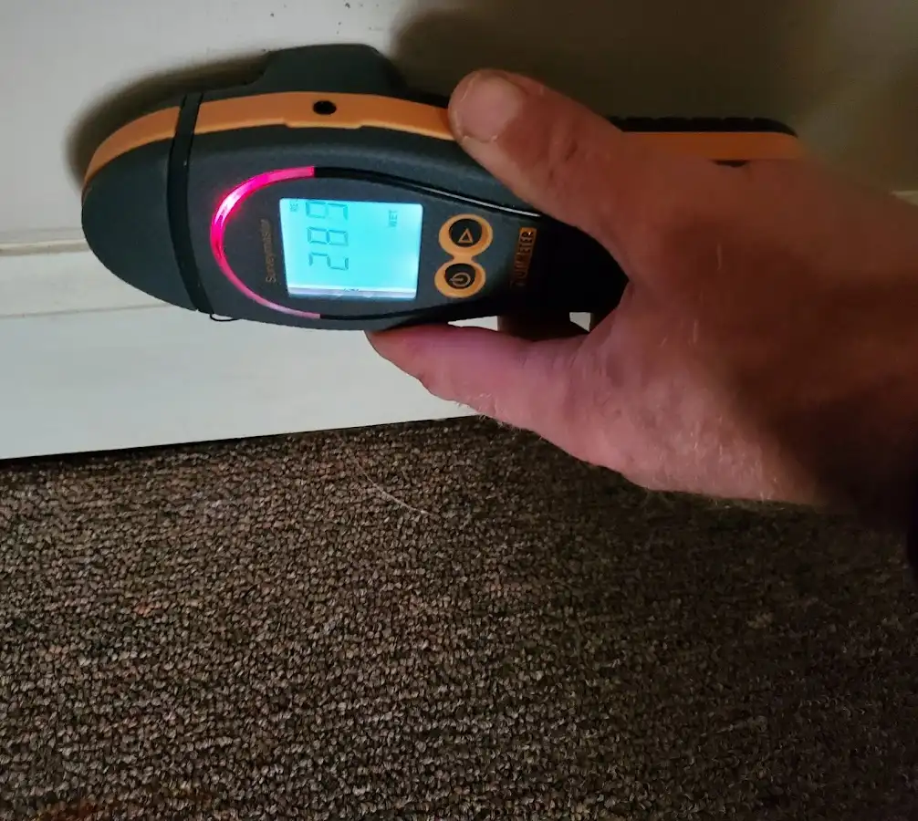 Moisture detection at baseboard during Burst Pipe Cleanup in Lower Pottsgrove